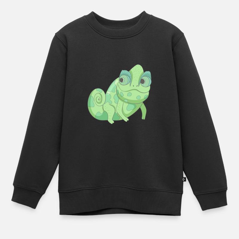 Grünes Chameleon - Kinder Premium Organic Sweatshirt - Schwarz