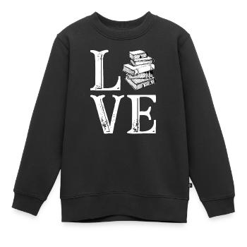 Liebesbuch-Zitat buchen - Kinder Premium Organic Sweatshirt - Schwarz - Vorne - AI Model Kid Female (0cm)