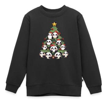 Weihnachtspanda - Ein festlicher Baum mit einem - Kinder Premium Organic Sweatshirt - Schwarz - Vorne - AI Model Kid Female (0cm)