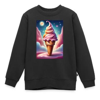 Erdbeer-Waffel - Kinder Premium Organic Sweatshirt - Schwarz - Vorne - AI Model Kid Female (0cm)