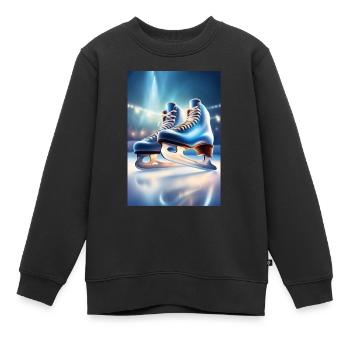 Patins à glace bleus - Sweat Premium enfant bio - noir - Devant - AI Model Kid Female (0cm)