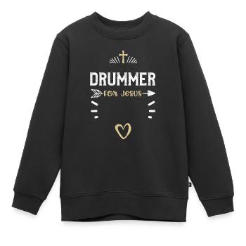 Tambour pour Jésus - Jésus - Sweat Premium enfant bio - noir - Devant - AI Model Kid Female (0cm)