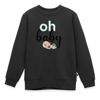 Oh Baby - Kids Premium Organic Sweatshirt - black - Front - AI Model Kid Female (0cm)