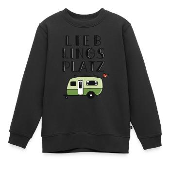 Lieblingsplatz Wohnwagen - Kinder Premium Organic Sweatshirt - Schwarz - Vorne - AI Model Kid Female (0cm)