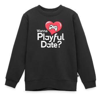 Willst du ein verspieltes Date? - Kinder Premium Organic Sweatshirt - Schwarz - Vorne - AI Model Kid Female (0cm)