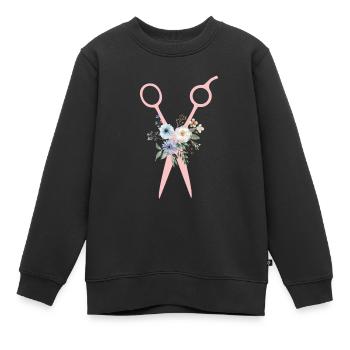 Ciseaux Fleurs - Sweat Premium enfant bio - noir - Devant - AI Model Kid Female (0cm)