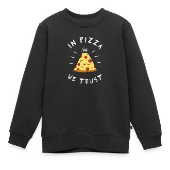in pizza we Trust Illumination Pyramide Oeil Humour - Sweat Premium enfant bio - noir - Devant - AI Model Kid Female (0cm)