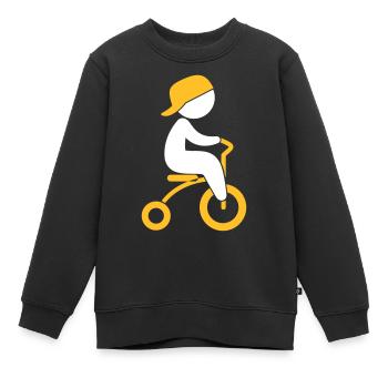 Garçon qui monte son tricycle - Sweat Premium enfant bio - noir - Devant - AI Model Kid Female (0cm)