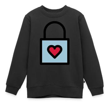Cadenas, serrure d'amour - Sweat Premium enfant bio - noir - Devant - AI Model Kid Female (0cm)