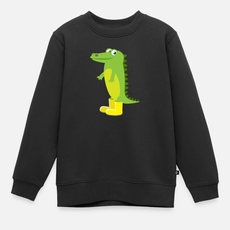 Kindermotiv Tiershirt grünes Krokodil Geschenkidee - Kinder Premium Organic Sweatshirt - Schwarz