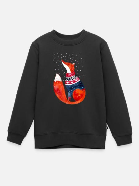 Winter Weihnachten Norwegen Fuchs Geschenk - Kinder Premium Organic Sweatshirt - Schwarz