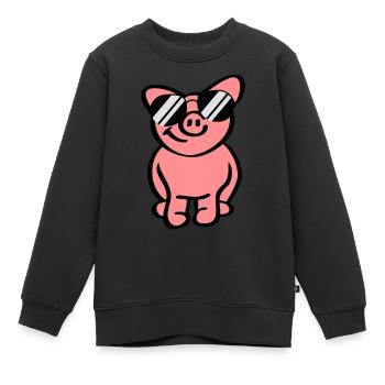 Cool Pig - Kinder Premium Organic Sweatshirt - Schwarz - Vorne - AI Model Kid Female (0cm)