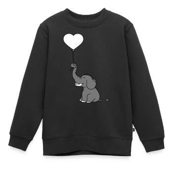luftballon herz form liebe elefant gluecklich nied - Kinder Premium Organic Sweatshirt - Schwarz - Vorne - AI Model Kid Female (0cm)
