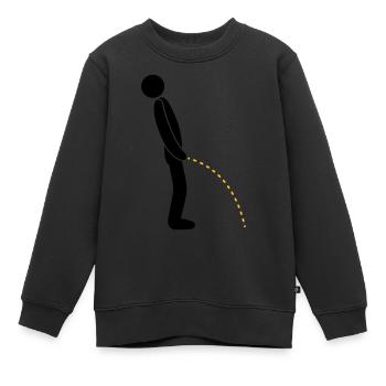 logo toilette pee piss debout - Sweat Premium enfant bio - noir - Devant - AI Model Kid Female (0cm)