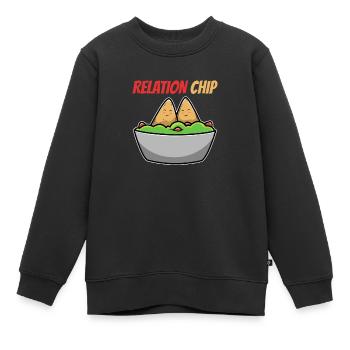 Humorvolle Avocado-Paare mit Relation Chip - Kinder Premium Organic Sweatshirt - Schwarz - Vorne - AI Model Kid Female (0cm)