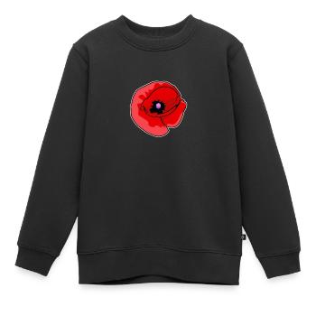 Kunstvolle Mohnblume auf Leinwand - Kinder Premium Organic Sweatshirt - Schwarz - Vorne - AI Model Kid Female (0cm)