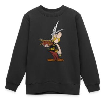 Astérix présente la couronne de laurier - Sweat Premium enfant bio - noir - Devant - AI Model Kid Female (0cm)