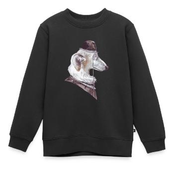 Gentleman Dog (Design 4) - Sweat Premium enfant bio - noir - Devant - AI Model Kid Female (0cm)