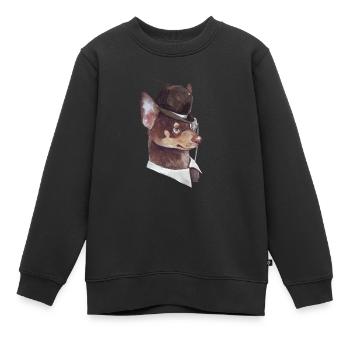 Gentleman Dog (Design 5) - Sweat Premium enfant bio - noir - Devant - AI Model Kid Female (0cm)