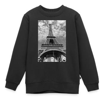 Paris - Eiffel Tower - Kids Premium Organic Sweatshirt - black - Front - AI Model Kid Female (0cm)