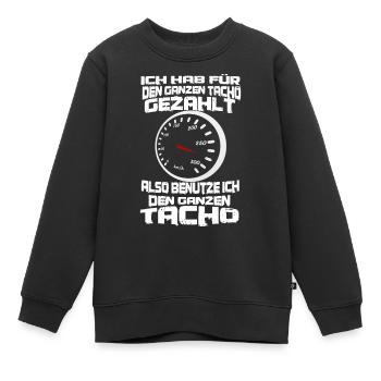 auto geschwindigkeit tacho spruch - Kinder Premium Organic Sweatshirt - Schwarz - Vorne - AI Model Kid Female (0cm)