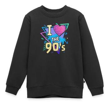90iger Neunziger Jahrgang - Kinder Premium Organic Sweatshirt - Schwarz - Vorne - AI Model Kid Female (0cm)
