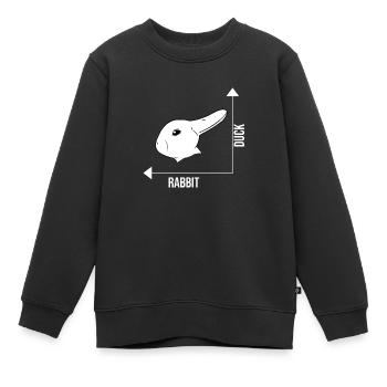 Illusion d'optique lapin canard illusion - Sweat Premium enfant bio - noir - Devant - AI Model Kid Female (0cm)