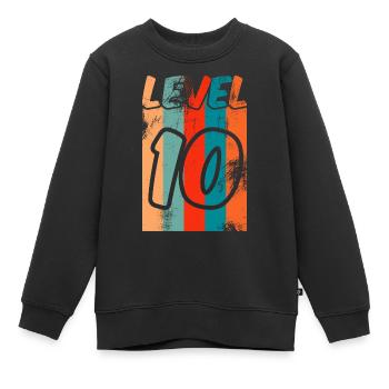 Level 10 birthday vintage - Kids Premium Organic Sweatshirt - black - Front - AI Model Kid Female (0cm)