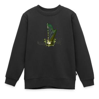 Keltische Harfe mit keltischem Knoten und Blumen mit Vogel - Kinder Premium Organic Sweatshirt - Schwarz - Vorne - AI Model Kid Female (0cm)