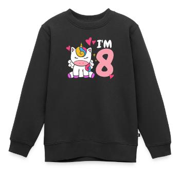 Licorne 8e anniversaire - Sweat Premium enfant bio - noir - Devant - AI Model Kid Female (0cm)