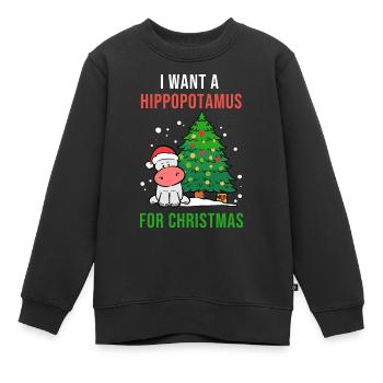 Hippopotamus for Christmas Hippo-Liebhaber Gift - Kinder Premium Organic Sweatshirt - Schwarz - Vorne - AI Model Kid Female (0cm)