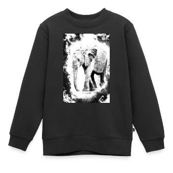 éléphant en noir et blanc - Sweat Premium enfant bio - noir - Devant - AI Model Kid Female (0cm)