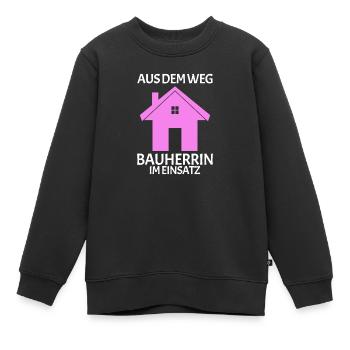 Bauherrin Baumeister Hausbau Partnerlook 2 - Kinder Premium Organic Sweatshirt - Schwarz - Vorne - AI Model Kid Female (0cm)
