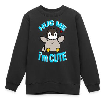 Pingu Hug Me - Kids Premium Organic Sweatshirt - black - Front - AI Model Kid Female (0cm)