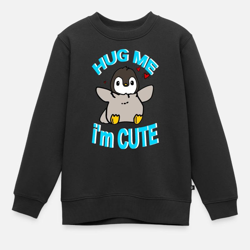 Pingu Hug Me - Kinder Premium Organic Sweatshirt - Schwarz