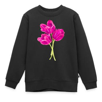 Couleurs d’eau fleurs printemps printemps tulipe - Sweat Premium enfant bio - noir - Devant - AI Model Kid Female (0cm)