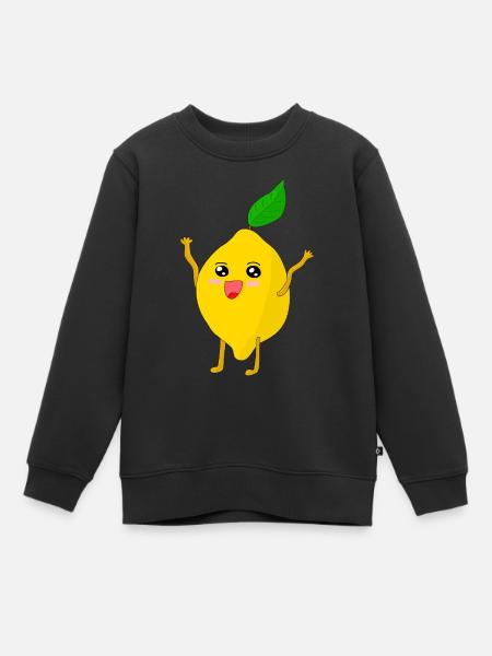 Lustige Happy Zitrone - Kinder Premium Organic Sweatshirt - Schwarz