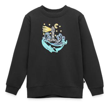 Phare côte mer mer - Sweat Premium enfant bio - noir - Devant - AI Model Kid Female (0cm)