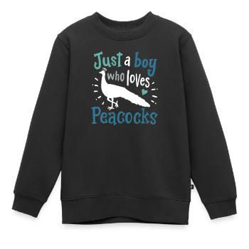 Paons oiseaux paon amoureux de paon - Sweat Premium enfant bio - noir - Devant - AI Model Kid Female (0cm)