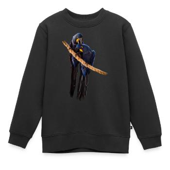 Paire d’ara Hyacinth - Sweat Premium enfant bio - noir - Devant - AI Model Kid Female (0cm)