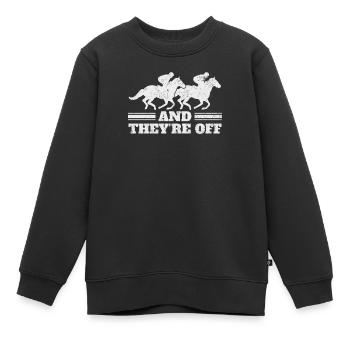 Cavalier de course de chevaux Cavalier - Sweat Premium enfant bio - noir - Devant - AI Model Kid Female (0cm)