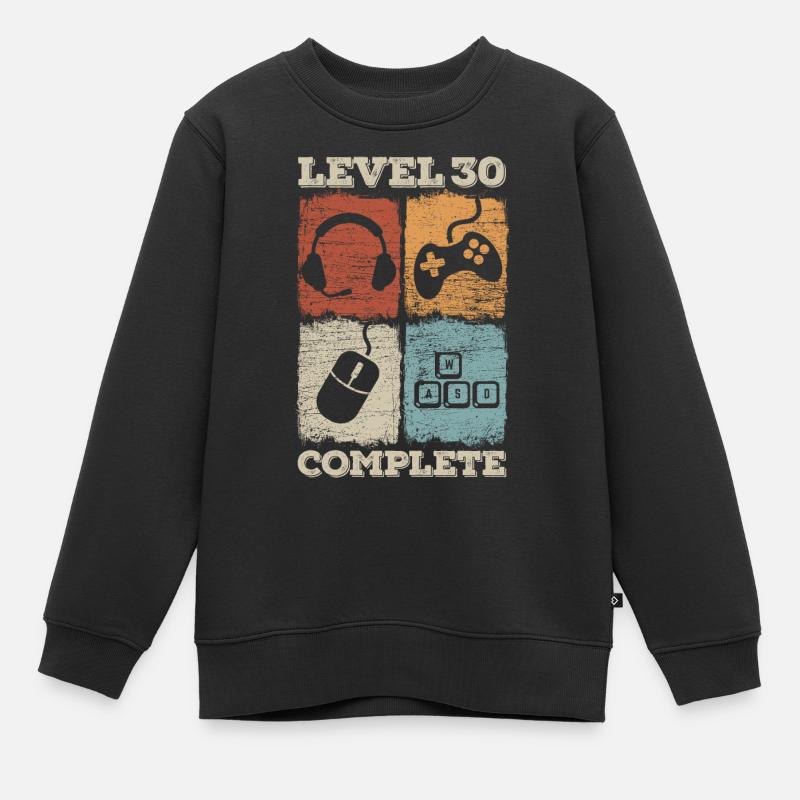 30. Geburtstag Level Complete Gaming - Kinder Premium Organic Sweatshirt - Schwarz