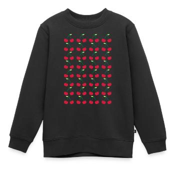 Little Cherries Stencil Pattern - Kinder Premium Organic Sweatshirt - Schwarz - Vorne - AI Model Kid Female (0cm)