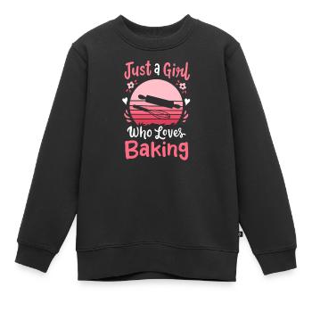 Backen Bäcker Retro - Kinder Premium Organic Sweatshirt - Schwarz - Vorne - AI Model Kid Female (0cm)