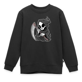 Faucheuse avec faux - Sweat Premium enfant bio - noir - Devant - AI Model Kid Female (0cm)