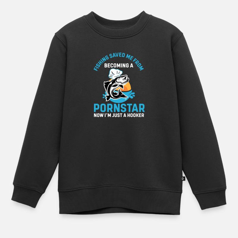 Drôle de citation de pêche La pêche m’a sauvé de devenir - Sweat Premium enfant bio - noir