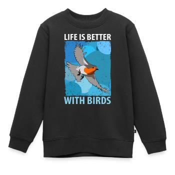 Bird Watching Birds Watching Birding Bird - Kids Premium Organic Sweatshirt - black - Front - AI Model Kid Female (0cm)