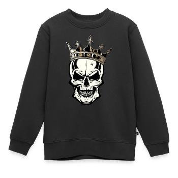 tete de mort couronne crane fantaisie pirate - Sweat Premium enfant bio - noir - Devant - AI Model Kid Female (0cm)