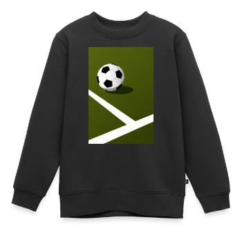 Affiche terrain et ballon de foot - Sweat Premium enfant bio - noir - Devant - AI Model Kid Female (0cm)
