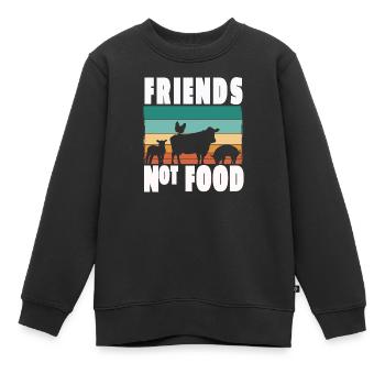 Vegan Vegetarisch Friends not Food Tierschutz - Kinder Premium Organic Sweatshirt - Schwarz - Vorne - AI Model Kid Female (0cm)